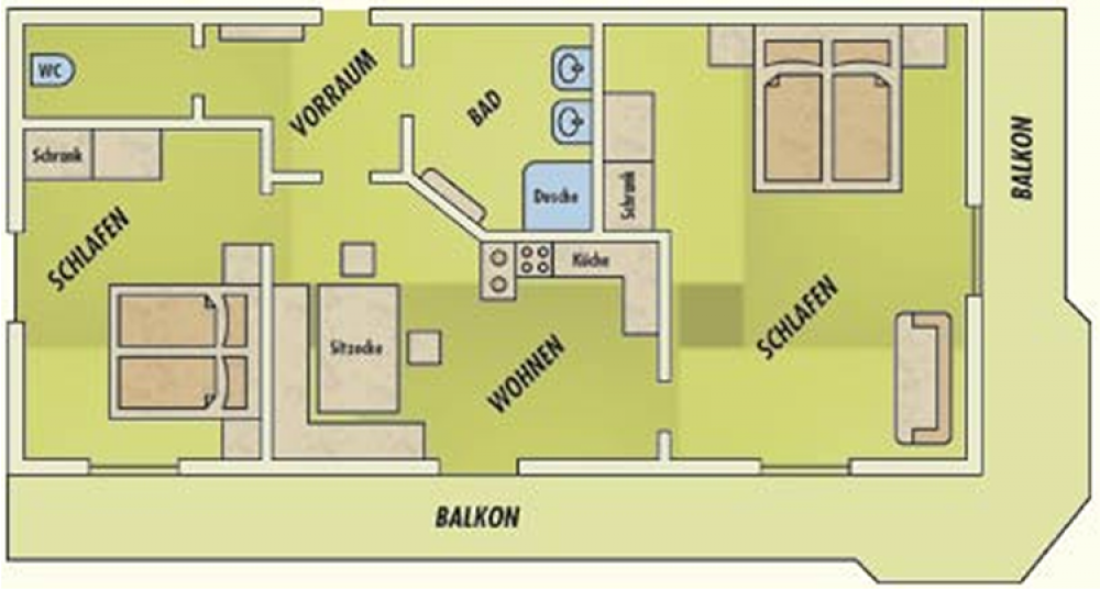 Appartementskizze Ferienwohnungen Sonnseiten in Flachau